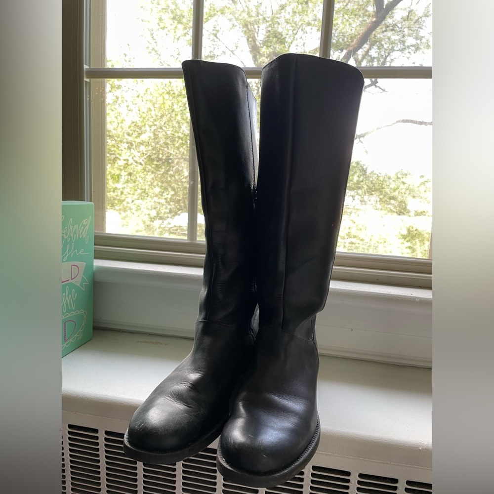 J. Crew Black Leather Knee High Riding boots